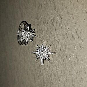 1/10th karat dimond sterling silver necklace charm and ring set